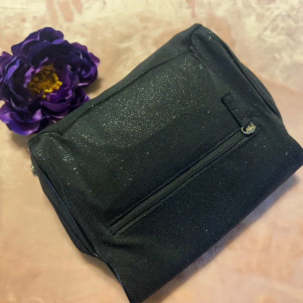 Lancome Black Sparkly Cosmetic Travel Bag